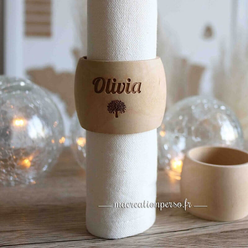 Rond de serviette arbre de vie personnalisé en bois