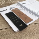 Deux marque pages en cuir personnalisé noir et marron