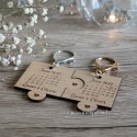 Porte-clés puzzle en bois gravé date et Prénoms