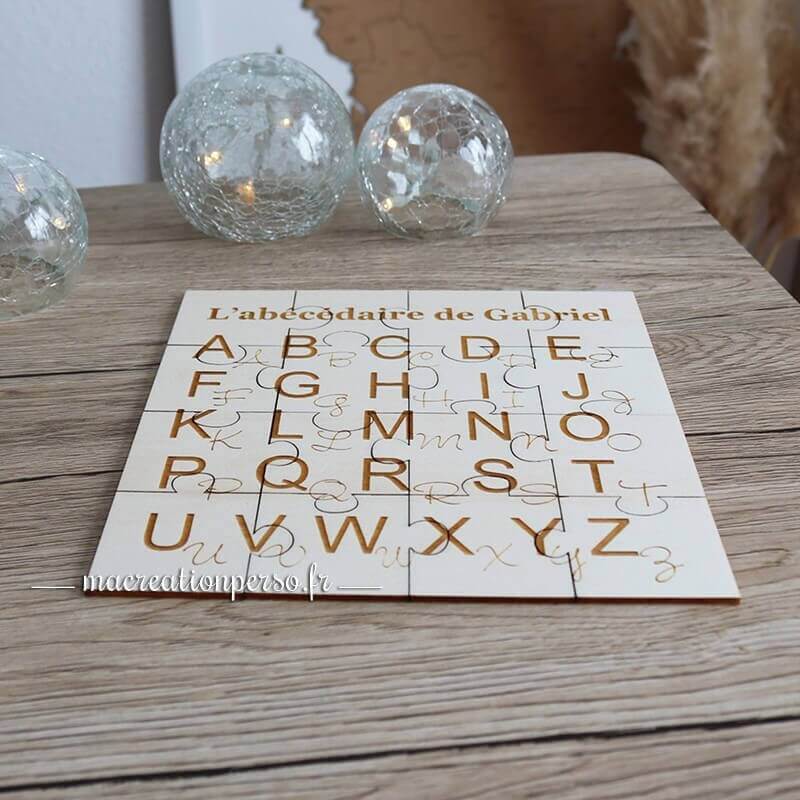 Création puzzle personnalisé prénom bois France abécédaire