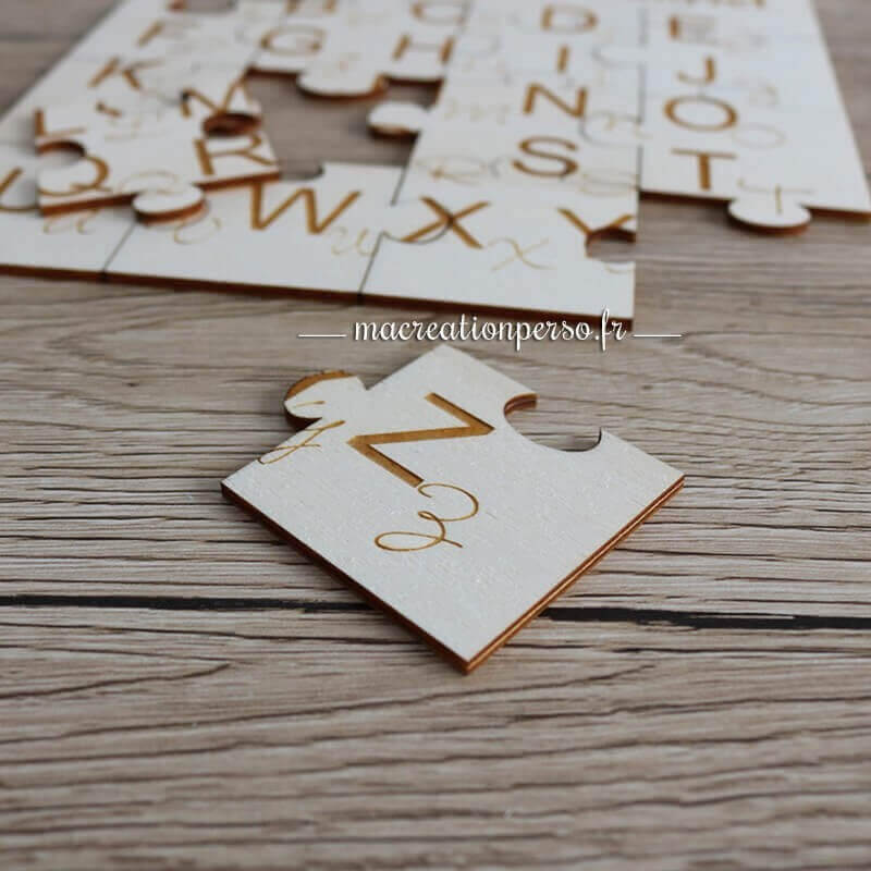 Puzzle prénom personnalisé en bois alphabet