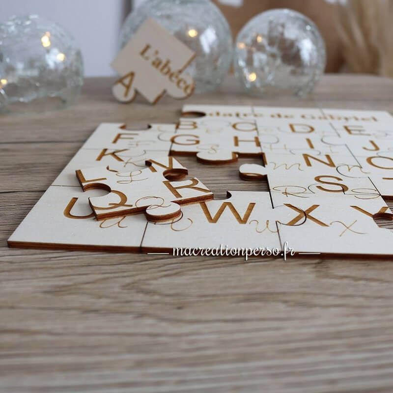 Puzzle prénom enfant personnalisé bois abécédaire alphabet