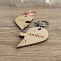Porte-clés coeur à assembler personnalisé avec attache rose et noire