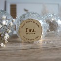 Badge mariage rond en bois personnalisé avec Prénom Paul et date