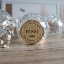 Badge Hugo magnet personnalisé mariage rond en bois avec Prénom thème moustache