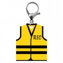 Porte-clé gilet jaune RIC avec mousqueton de couleur argenté