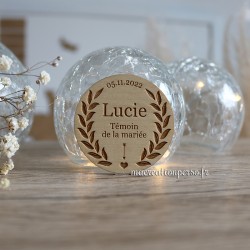 Badge mariage champêtre personnalisé Prénom Lucie