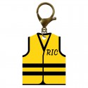 Porte-clé gilet jaune RIC avec mousqueton de couleur bronze