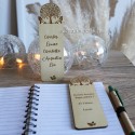 Marque-pages personnalisé en bois avec arbre de vie et feuillage