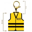 Dimensions du porte-clé gilet jaune avec mousqueton or
