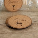 Sous verre personnalisé liège rond gravé X4 
