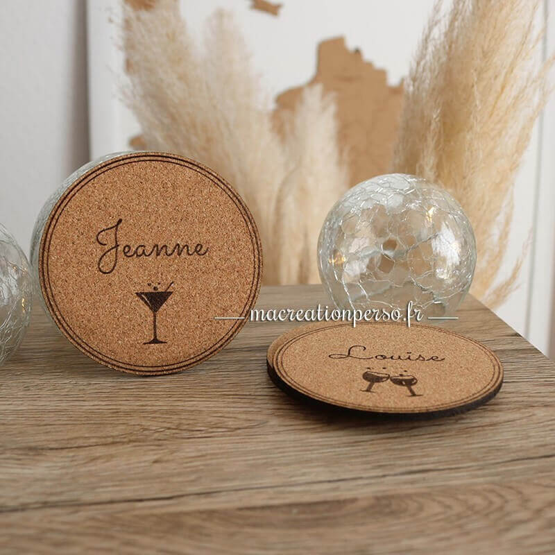 Sous verre liège personnalisable rond 