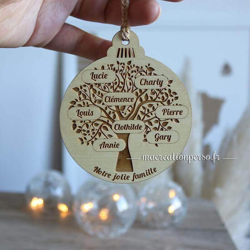 Boule de noël personnalisée prénom arbre de vie