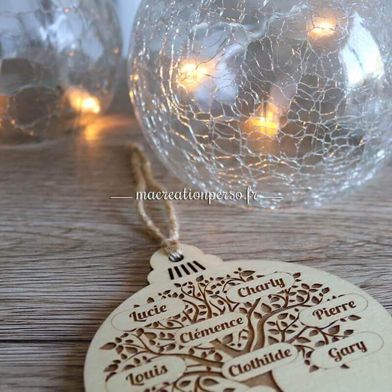Boule de noël personnalisée prénom arbre de vie
