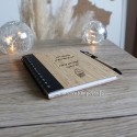 Carnet bambou et stylo personnalisé gravé noir