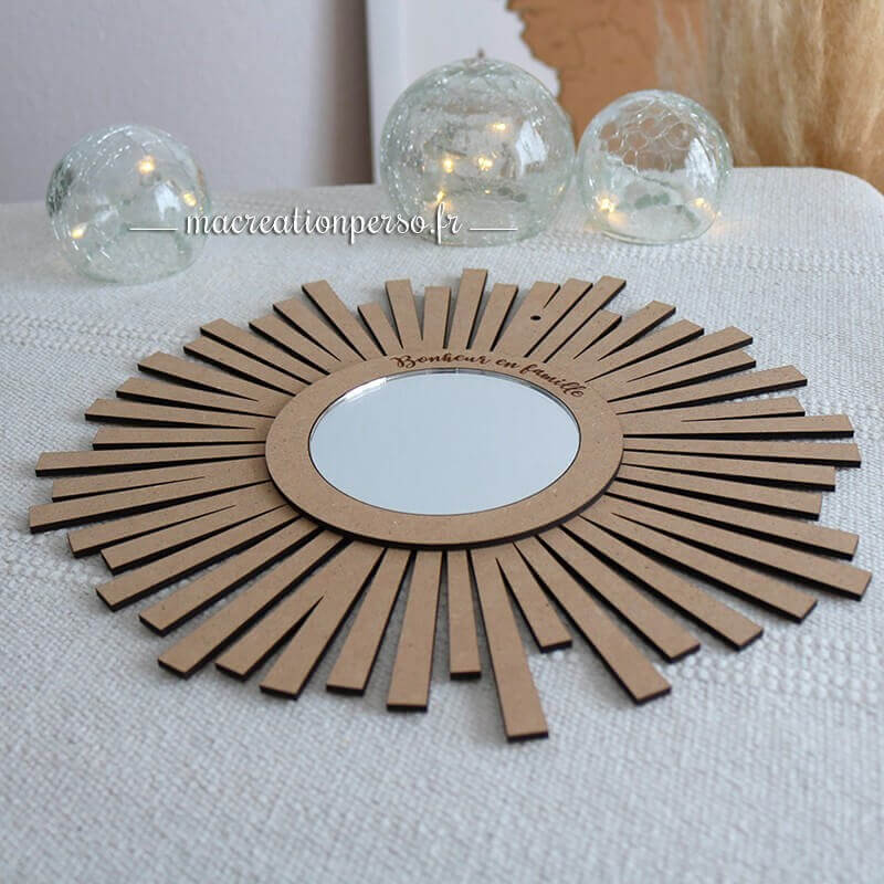 Miroir personnalisé gravé en bois de fibre