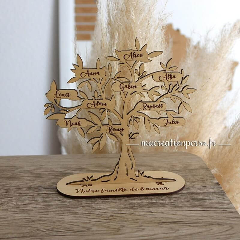 Déco de table en bois personnalisable arbre olivier