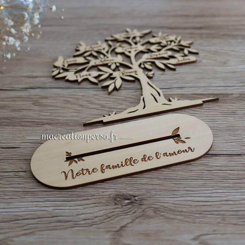 Support décoration olivier personnalisé avec prénom arbre 