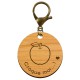 Porte-clé en bois "Pomme, croque moi...!" à personnaliser mousqueton vieil or