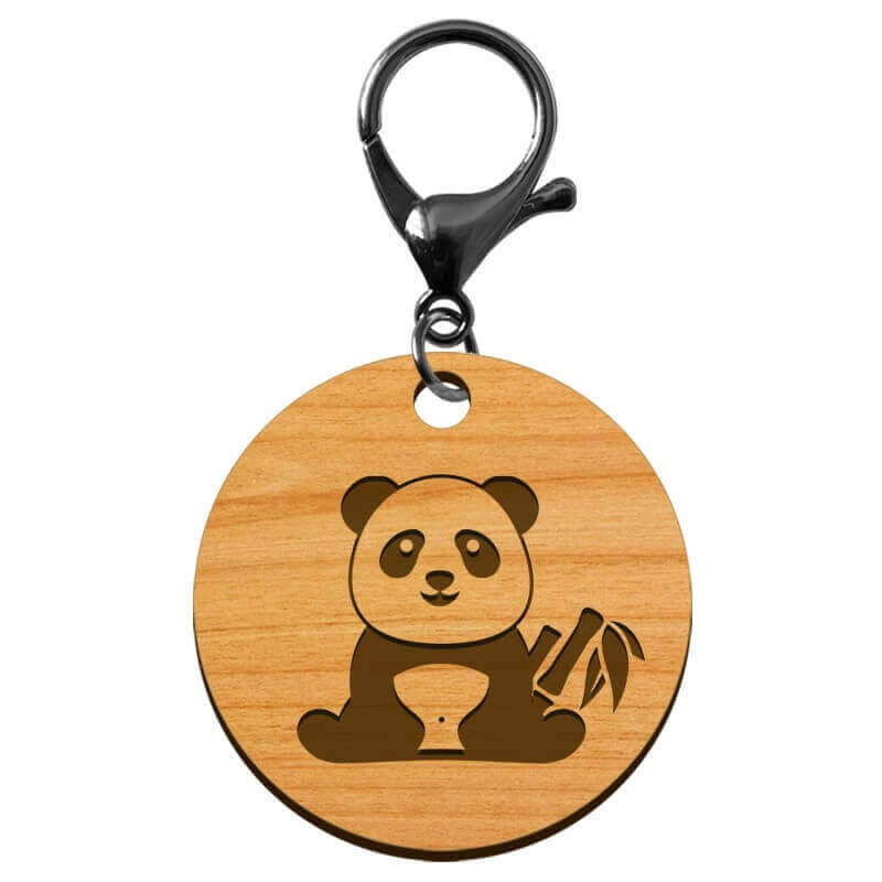 Porte-clef à personnaliser panda mousqueton noir métal