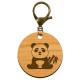  Porte-clés gravé en bois panda 45 mm avec mouqueton de couleur vieil or