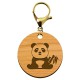 Porte-clé personnalisable en bois panda de taille  45 mm avec mousqueton de couleur or