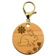 Porte-clé personnalisable en bois lapin de taille 45 mm avec mousqueton de couleur or