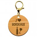 Porte-clé j'adore BORDEAUX personnalisé mousqueton doré
