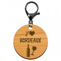 Porte-clé j'adore BORDEAUX personnalisé mousqueton noir