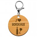 Porte-clé j'adore BORDEAUX personnalisé mousqueton argenté