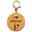 Porte-clé j'adore BORDEAUX personnalisé mousqueton rose