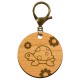 Porte-clés gravé en bois tortue 45 mm avec mouqueton de couleur bronze