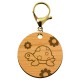 Porte-clé personnalisable en bois tortue de taille 45 mm avec mousqueton de couleur or