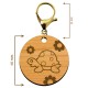 Dimensions du porte-clé en bois tortue 45 mm avec mousqueton de couleur doré