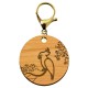 Porte-clé personnalisable en bois perroquet de taille 45 mm avec mousqueton de couleur or