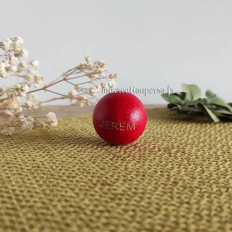 Cochonnet pétanque rouge personnalisé avec Prénom JEREM
