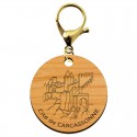 Porte-clé Cité de Carcassonne en bois à personnaliser mousqueton doré