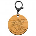 Porte-clé Cité de Carcassonne en bois à personnaliser mousqueton noir