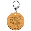Porte-clé Cité de Carcassonne en bois à personnaliser - macreationperso mousqueton argenté