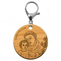 Porte-clé Religieux Saint-Antoine de Padoue en bois à personnaliser mousqueton argenté