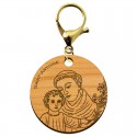 Porte clé bois Saint Antoine de Padoue en bois à personnalisé mousqueton doré