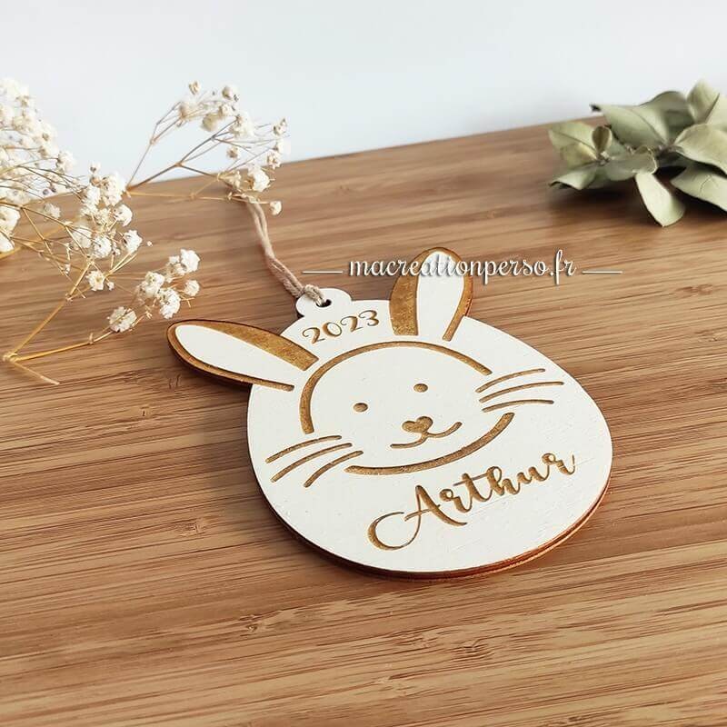 Etiquette pour panier de chasse aux oeufs de Pâques Prénom Arthur