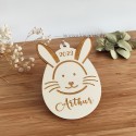 Décoration ou magnet en forme d'oeuf de Pâques personnalisé en bois