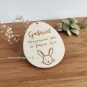 Décoration murale ou magnet en forme d'oeuf de Pâques gravé en bois