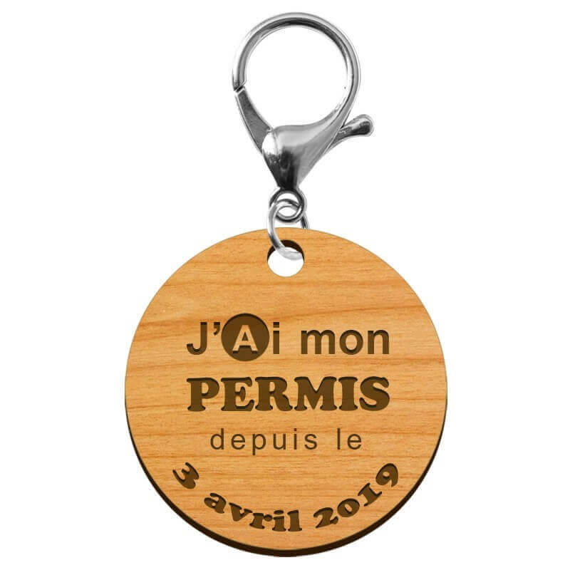 Porte-clé "J'ai mon permis de conduire depuis le..." date à personnaliser - macreationperso mousqueton argenté