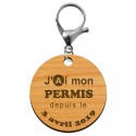 Porte-clé "J'ai mon permis de conduire depuis le..." date à personnaliser - macreationperso mousqueton argenté