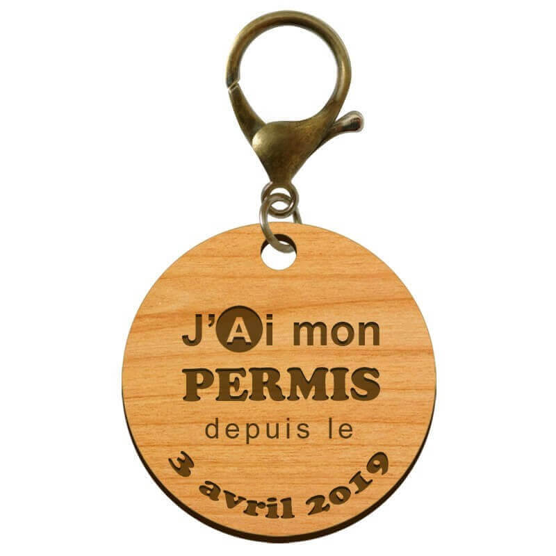 Porte-clé "J'ai mon permis de conduire depuis le..." date à personnaliser - macreationperso mousqueton bronze
