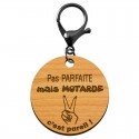 Porte-clé motarde "Pas PARFAITE mais MOTARDE c'est pareil" à personnaliser avec mousqueton noir