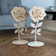 2 Roses éternelles personnalisées en bois vernis et bois clair