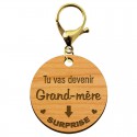 Porte-clé Mamie "Tu vas devenir Grand-Mère" à personnaliser mousqueton doré